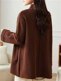 Women's Long Sleeve Solid Color Woolen Blend Jacket