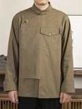 Retro Chinese Style Stand Collar Tang Suit Cargo Shirt for Men