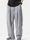 Mens Summer Comfy Cotton Linen Baggy Beach Harem Yoga Wide Leg Pants