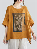 Women's Relaxed Fit Flower Print Round Neck Shirt