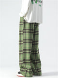 Male Casual Popular Elastic Waist Plaid Pants