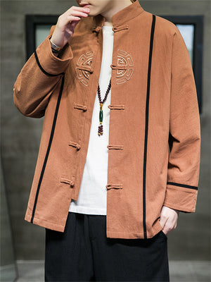 Men's Trendy Embroidered Button Closure Jacket