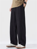 Men's Japanese Style Loose Fit Casual Cotton Linen Wide Leg Pants