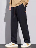 Men's Casual Fitted Elastic Waist Straight Leg Cargo Pants With Patches