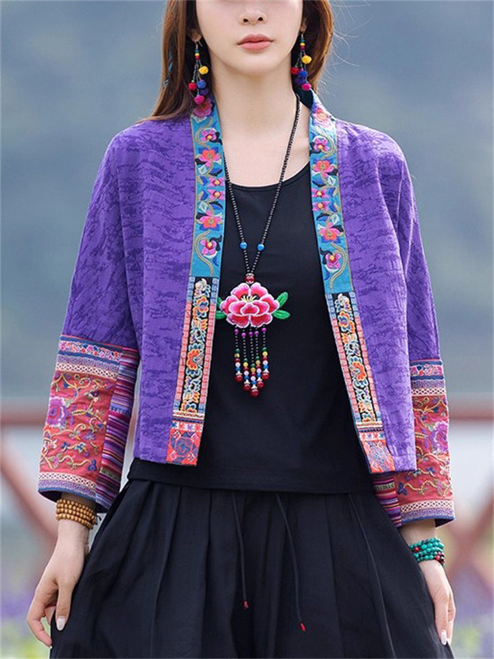 Women's Ethnic Style Embroidered Patchwork Cardigan Jackets