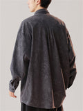 Casual Comfy Plants Print Long Sleeve Stand Collar Shirts For  Men