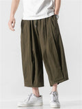 Mens Cotton Blend Cropped Streetwear Wide Leg Baggy Harem Pants