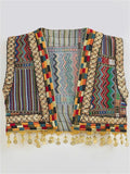 Women's Ethnic Style Patchwork Vest with Metal Pendant Decoration
