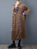 Women's Retro Brown Contrast Color Letter Print Long Coat