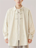 Casual Comfy Plants Print Long Sleeve Stand Collar Shirts For  Men