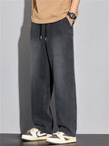 Men's Streetwear Breathable Wide Leg Elastic Drawstring Soft Jeans