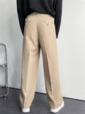 Men Old Money Style Wide Leg Pleated Drape Straight Pants