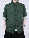 Chinese Style Contrast Color Stand Collar Tang Suit Shirts for Men