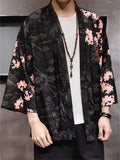 Chinese Zen Style Print Long Sleeve Cardigan for Men