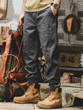 Mens Vintage Cargo Jogger Pants Utility Workwear Trousers