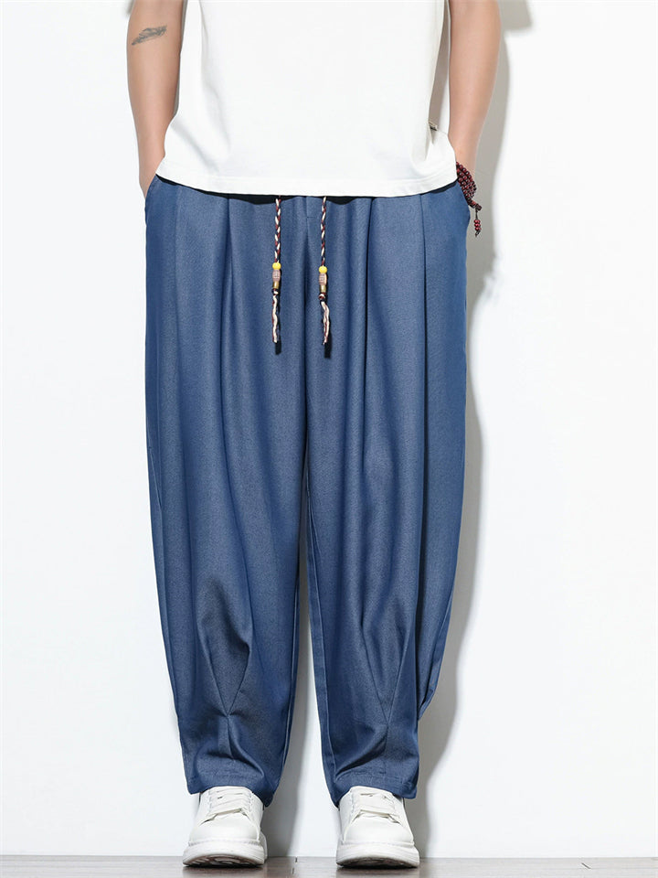 Men's Chinese Style Summer Casual Loose Fit Harem Jogger Pants