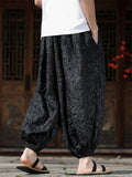 Men's Chinese Style Textured Jacquard Baggy Cropped Harem Pants