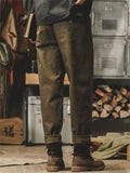 Men Vintage Straight Leg Cotton Twill Chino Work Pants
