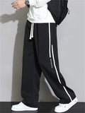 Men's A‌utumn Loose Sweatpants with White Stripes and Letters Print