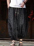 Men's Chinese Style Textured Jacquard Baggy Cropped Harem Pants