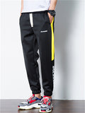 Mens Color Block Joggers Side Stripe Graphic Pants