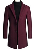 Men's Autumn Solid Color Single Breast Lapel Mid-length Jackets
