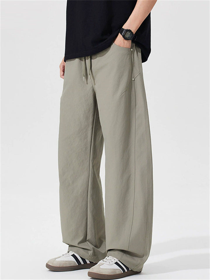 Mens Elastic Waist Wide Leg Casual Street Pants