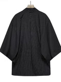 Japanese Style Black Stripe 3/4 Sleeve Cardigan for Men