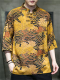 Men's Summer Cool Chinese Style Printed Half Sleeve TangSuit Shirt