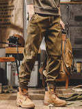 Mens Vintage Cargo Jogger Pants Utility Workwear Trousers
