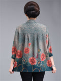 Women's Plus Size Casual Summer Flowers Print  3/4 Sleeve Shirt