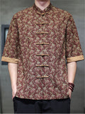Men's Retro Chinese Style Print Tang Suit Half Sleeve Shirts
