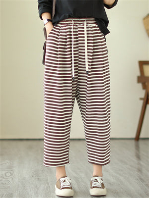 Women's Trendy Loose All Match Striped Casual Pants