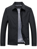 Middle-aged Men's Autumn Casual Solid Color Lapel Zip Up Jackets