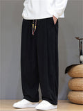 ‌Men's Casual Drawstring Loose Fit Corduroy Straight Leg Pants