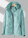 Women's Autumn Printed Windproof Water-repellent Hooded Outdoor Jackets