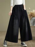 Loose Elastic Waist Wide Leg Jeans for Women