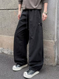Men's Cool Retro Washed Wide-leg Cotton Cargo Pants