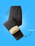 Plus Size Men's Casual Wear Winter Warm Fleece Lined Straight/Jogger Trousers