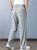 Men Ice Silk Breathable Quick Dry Zip Straight Leg Casual Pants