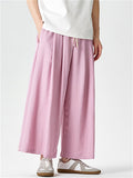 Men's Summer Japanese Style Wide Leg Drape Cropped Pants