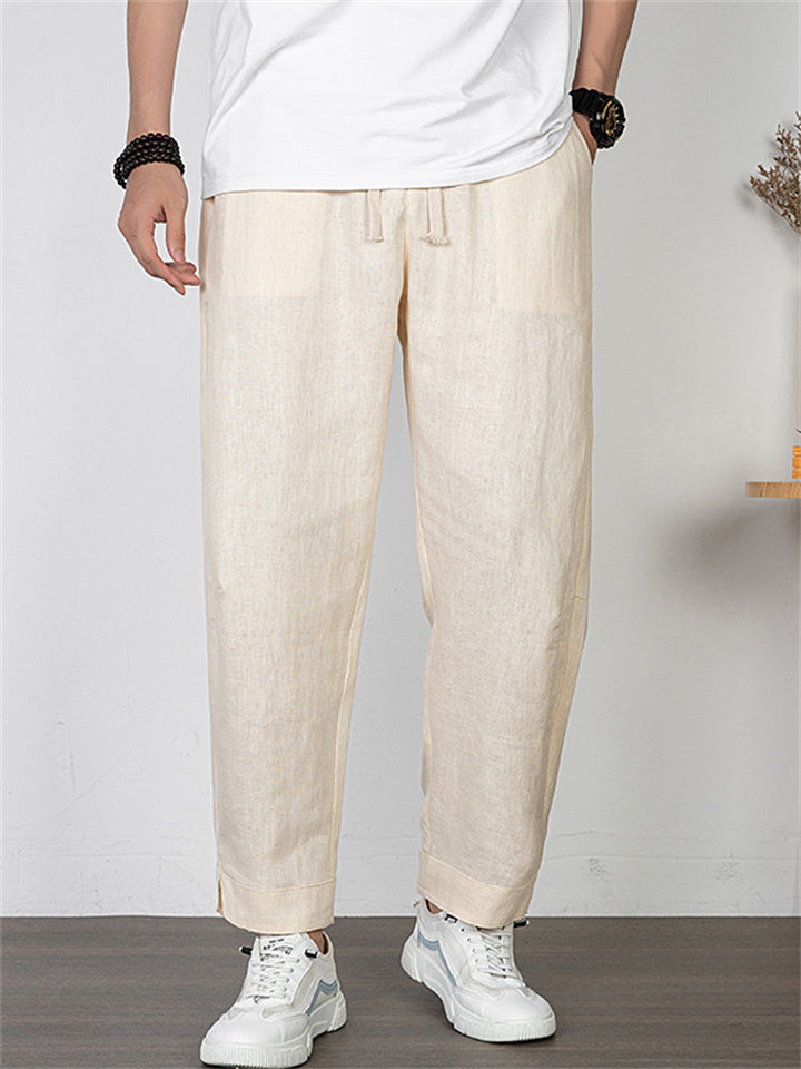 Men's Summer Comfy Solid Color Linen Straight Pants