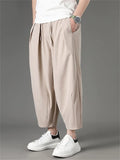 Men Japanese Style Ice Silk Quick Dry Baggy Harem Joggers Pants