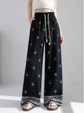 Women's Simple Contrast Color Comfy Geometry Printed High Waist Pants