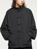 Men's Frog Button Plaid Jacket Long Sleeve Coat