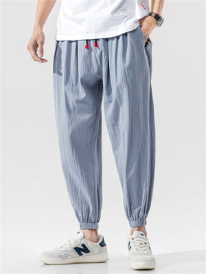 Harajuku Cotton Linen Oversized Sweatpants for Men