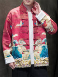 Men's Vintage Print Stand Collar Tang Suit Jacket