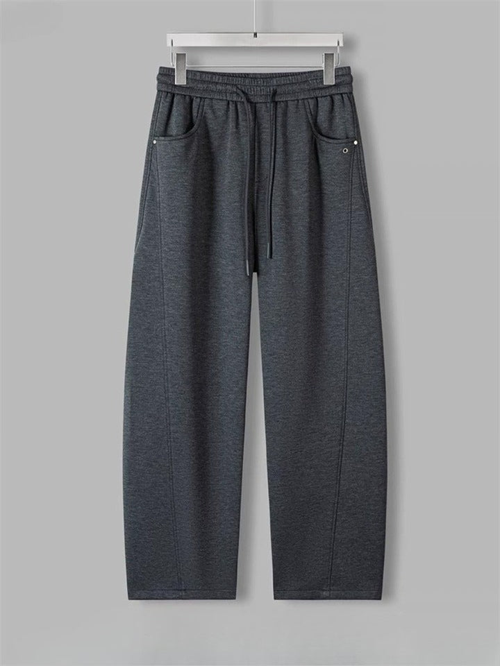 Men's Soft Drawstring Elastic Waist Losse Fit Straight Leg Casual Pants