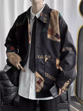 Spring Loose Print Long Sleeve Lapel Jacket for Men