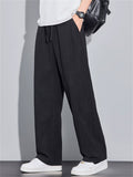 Mens Drawstring Loose Wide Leg Lyocell Summer Pants